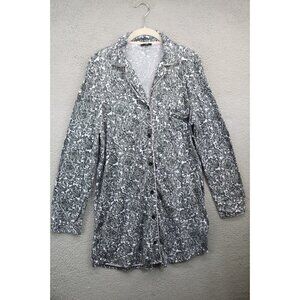 Tahari Button-Up Flannel Sheepshirt-Large-Paisley-Soft